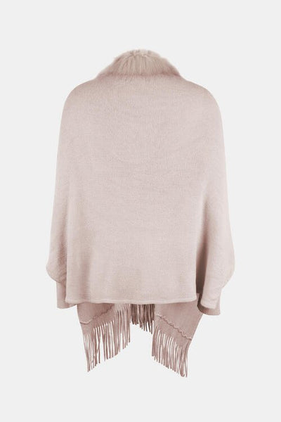 Fringed Cozy Long Sleeve Poncho with Chic Style Fashion