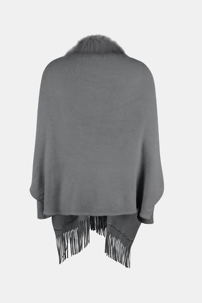 Fringed Cozy Long Sleeve Poncho with Chic Style Fashion