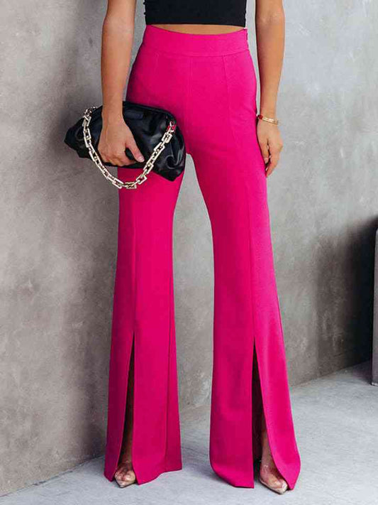 Stylish Front Slit Wide-Leg Pants for Modern Trendsetters