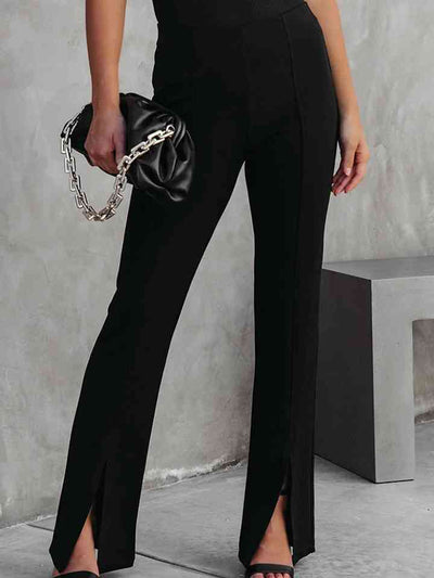 Stylish Front Slit Wide-Leg Pants for Modern Trendsetters