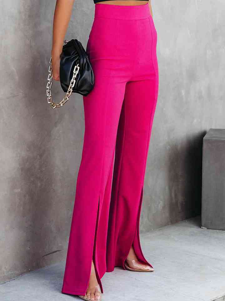 Stylish Front Slit Wide-Leg Pants for Modern Trendsetters