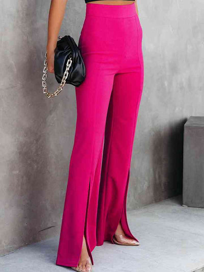 Stylish Front Slit Wide-Leg Pants for Modern Trendsetters