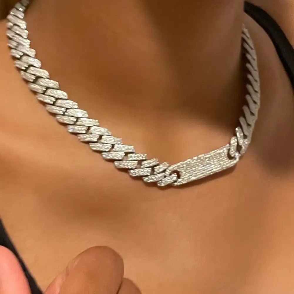 Frosty Rhinestone-Encrusted Miami Curb Cuban Link Chain Necklace