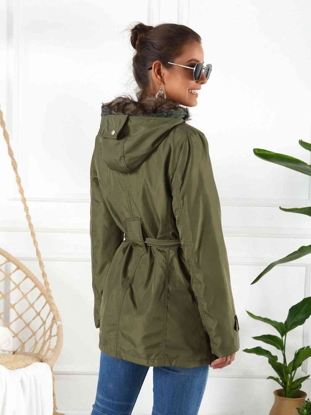 Transformable Three-in-One Hooded Jacket with Removable Liner