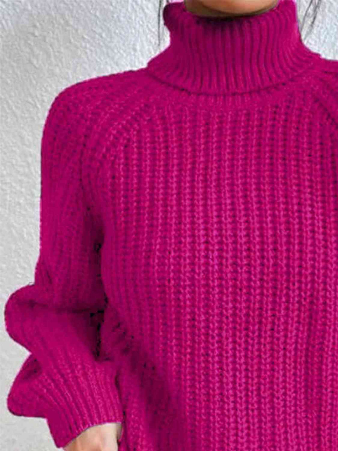 Chic Turtleneck Ribbed Sweater with Trendy Side Slits