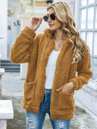 Cozy Fuzzy Zip-Up Jacket with Handy Pockets