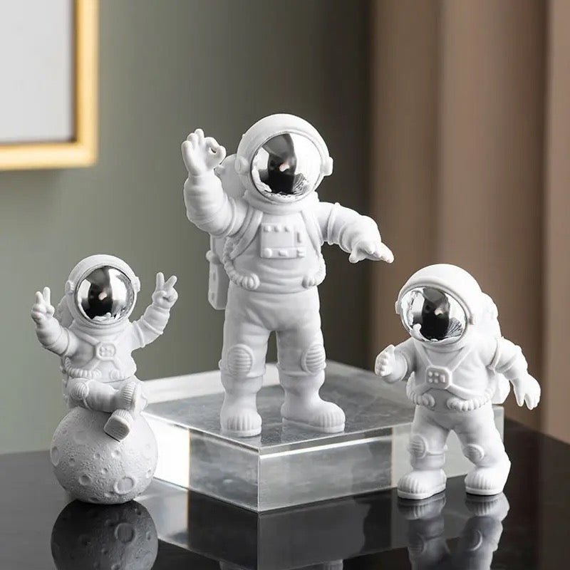 Galactic Explorer Resin Astronaut Trio - Desktop Space Odyssey Figures