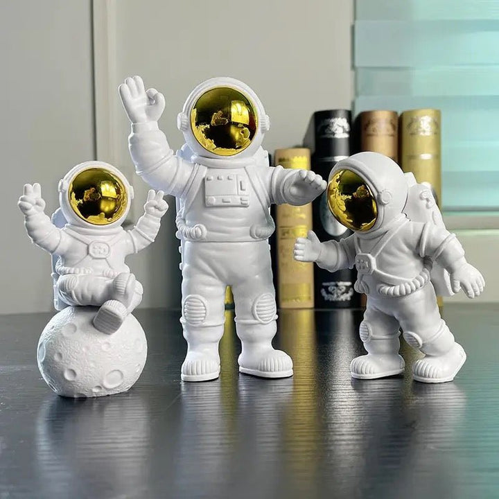 Galactic Explorer Resin Astronaut Trio - Desktop Space Odyssey Figures