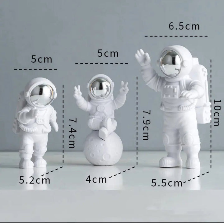 Galactic Explorer Resin Astronaut Trio - Desktop Space Odyssey Figures