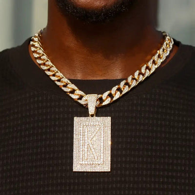 Glamor Gleam Monogram Necklace Unisex Personalized Letter Pendant With Gold Plated Cuban Chain