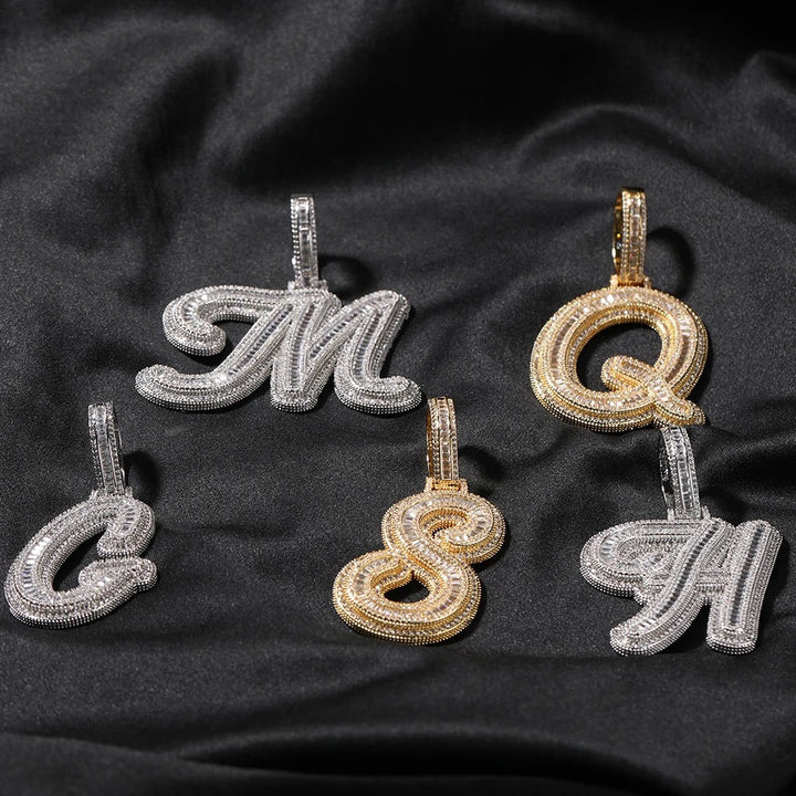 Glittering Initial Cubic Zirconia Infinity Cuban Link Necklace