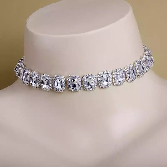 Gold Crystal Rhinestone Choker Necklace For Women Elegant Dainty Glamour Jewelry Statement Piece