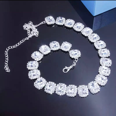 Gold Crystal Rhinestone Choker Necklace For Women Elegant Dainty Glamour Jewelry Statement Piece