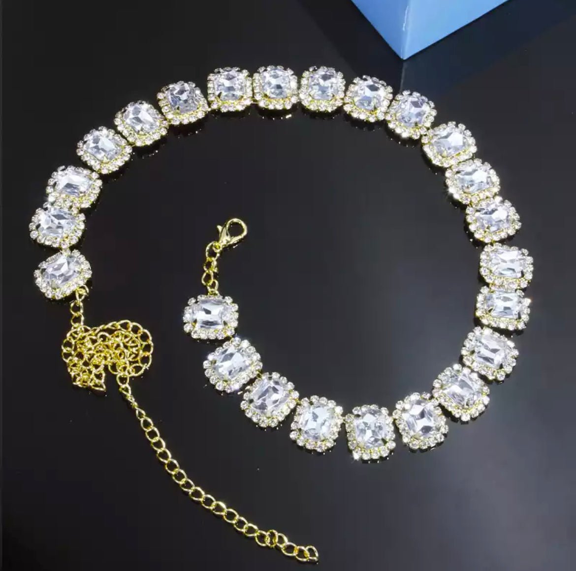 Gold Crystal Rhinestone Choker Necklace For Women Elegant Dainty Glamour Jewelry Statement Piece