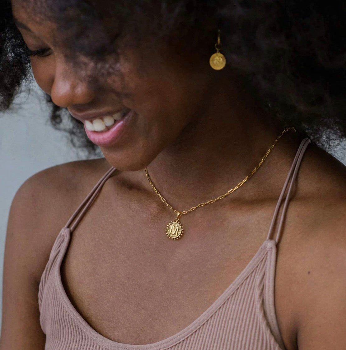 Gold Initial Necklaces for Women Girls, 14K Gold Plated Dainty Layering Paperclip Link Chain