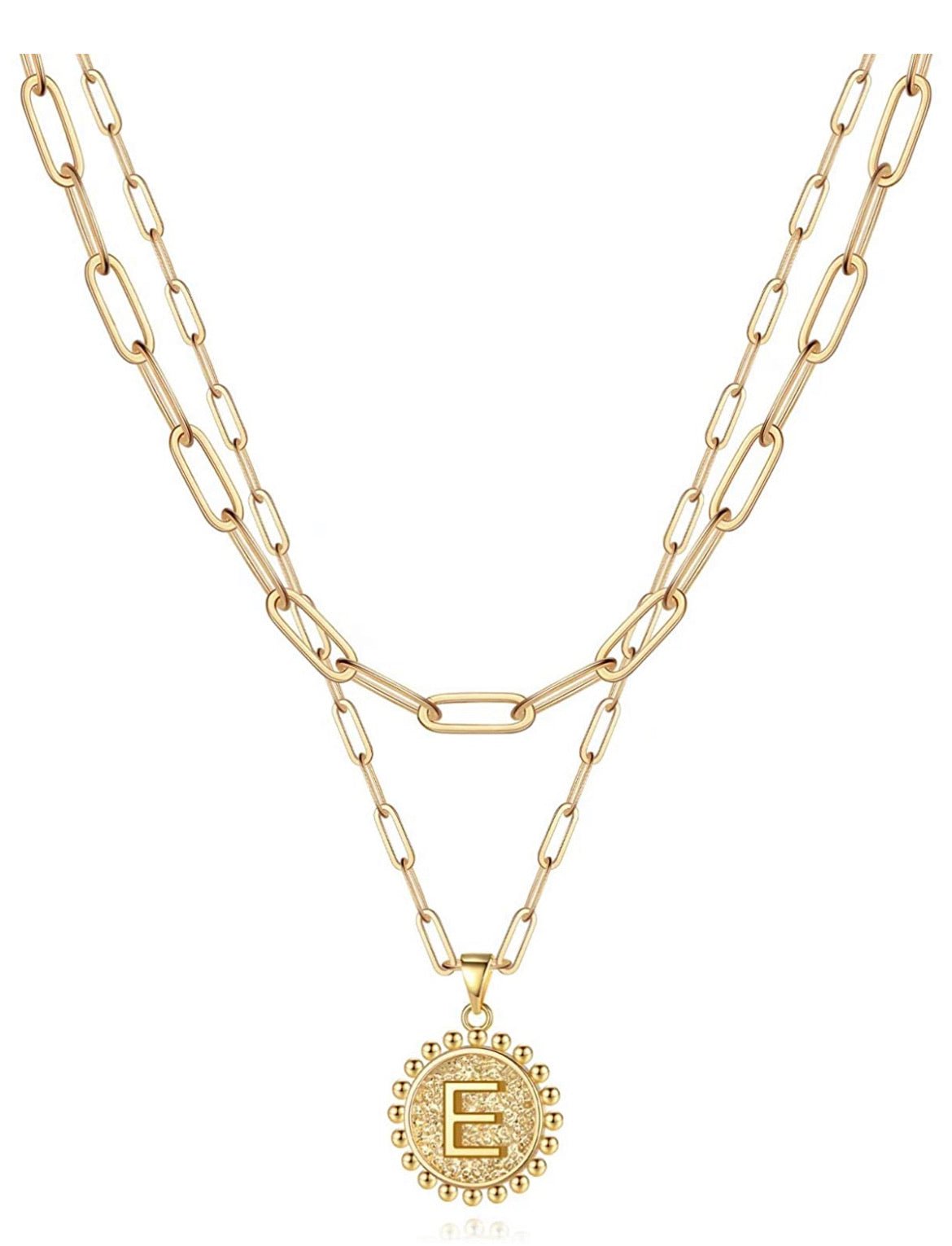 Gold Initial Necklaces for Women Girls, 14K Gold Plated Dainty Layering Paperclip Link Chain