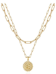 Gold Initial Necklaces for Women Girls, 14K Gold Plated Dainty Layering Paperclip Link Chain