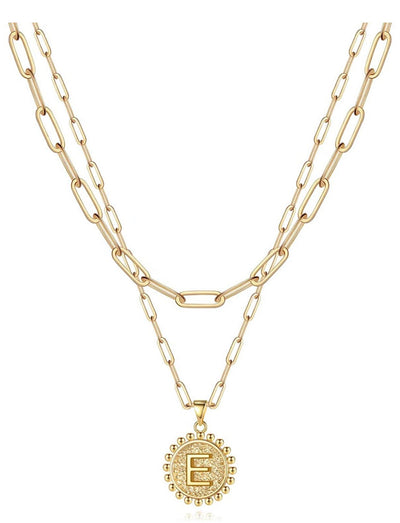 Gold Initial Necklaces for Women Girls, 14K Gold Plated Dainty Layering Paperclip Link Chain