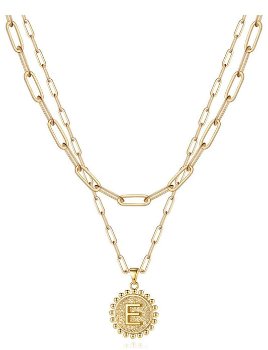 Gold Initial Necklaces for Women Girls, 14K Gold Plated Dainty Layering Paperclip Link Chain
