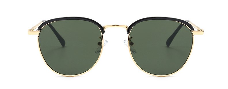 Golden Frame Metal Sunglasses Women Half Frame Sunglasses Men Vintage Round Outdoor Advanced Colored Eyeglasses