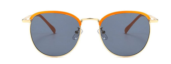 Golden Frame Metal Sunglasses Women Half Frame Sunglasses Men Vintage Round Outdoor Advanced Colored Eyeglasses