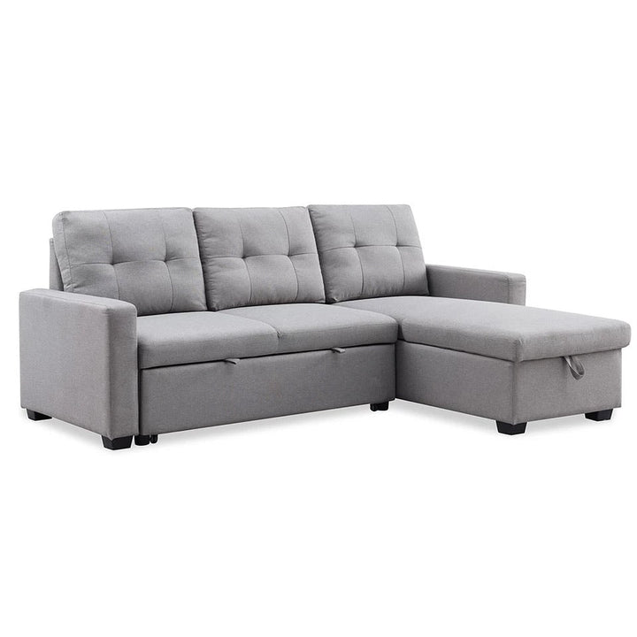 Gray Reversible Sleeper sectional sofa with bed storage