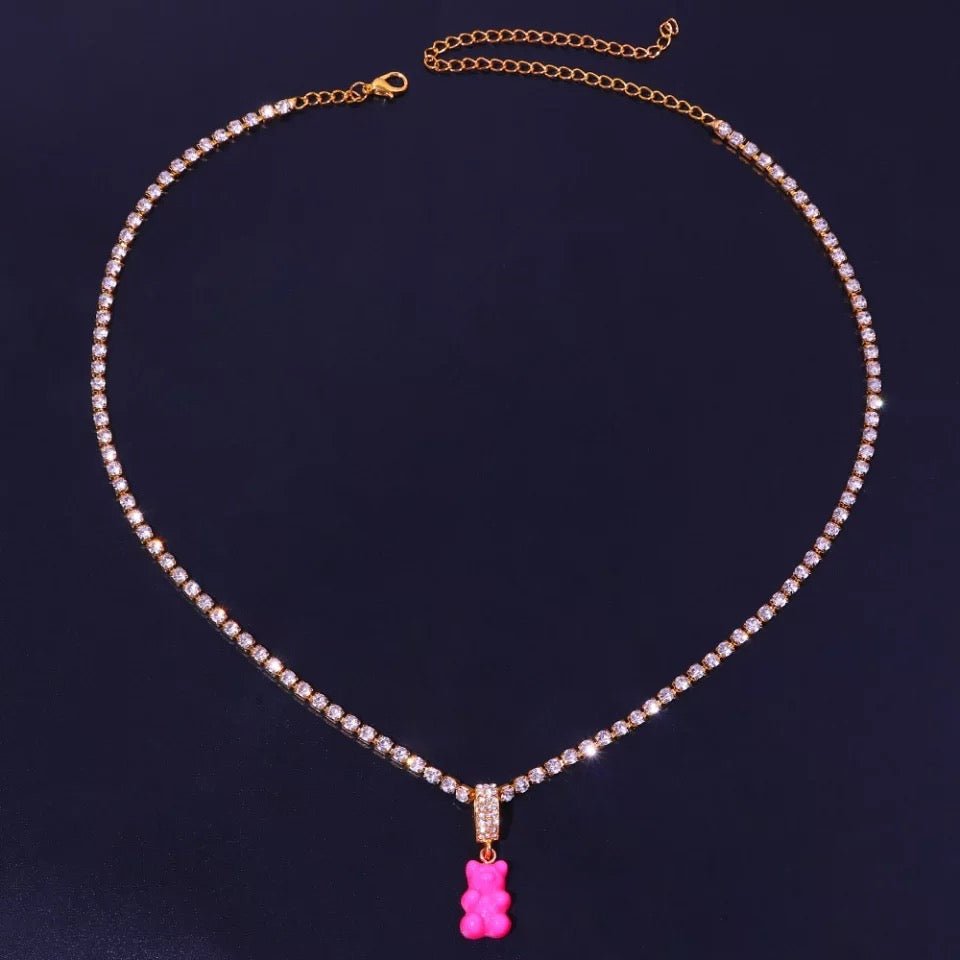 Gummy Mini Bear Rhinestone Necklace