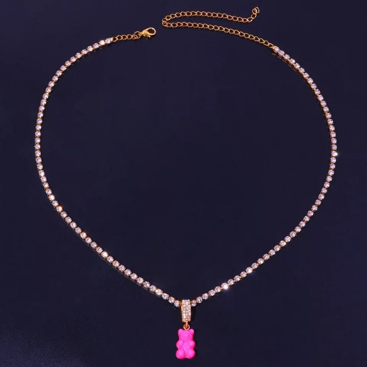 Gummy Mini Bear Rhinestone Necklace