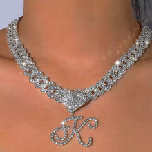 Heart Cuban Initial Chain Necklace On Cuban Link Personalize With Initials Jewelry Gift
