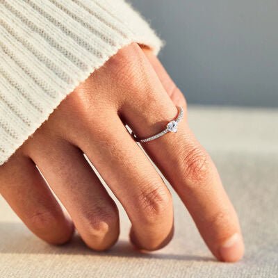 Heart Shape 925 Sterling Silver Ring with Dazzling Zircon