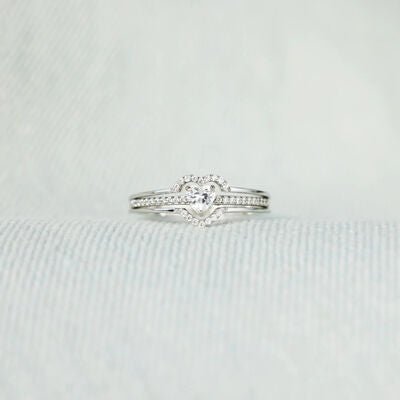 Heart Shape 925 Sterling Silver Ring with Dazzling Zircon
