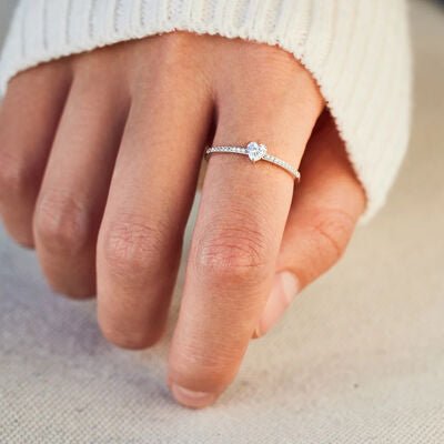 Heart Shape 925 Sterling Silver Ring with Dazzling Zircon