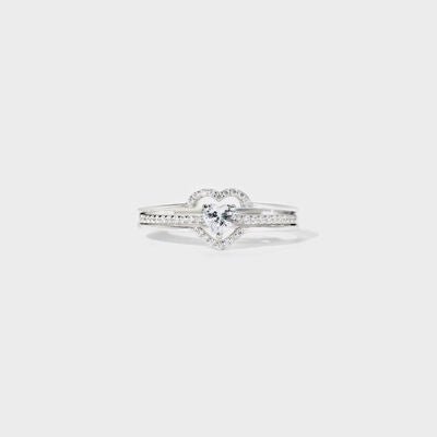 Heart Shape 925 Sterling Silver Ring with Dazzling Zircon