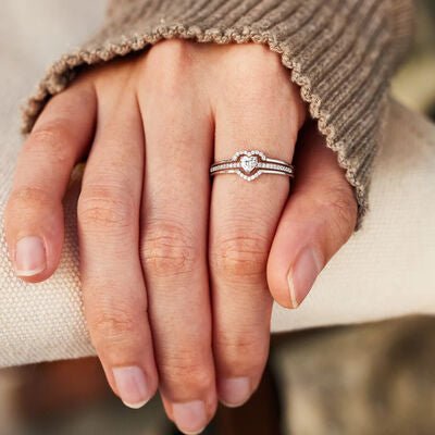 Heart Shape 925 Sterling Silver Ring with Dazzling Zircon