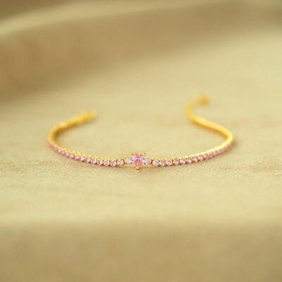 Heart Shape Inlaid Zircon 18K Gold-Plated Bracelet