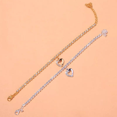 Heart Shape Tennis Anklet For Women Dainty Jewelry Gift For Any Occasion Elegant Accessory