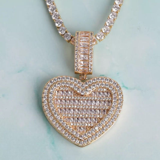 Heart Tennis Necklace For Women Elegant Jewelry Sparkling Statement Necklace Gift Idea