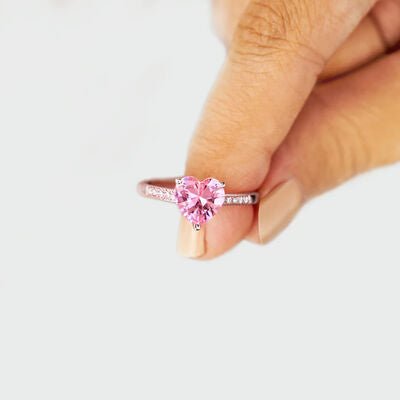 Heart Zircon 925 Sterling Silver Ring For Elegant Style Gift For Her Romantic Jewelry
