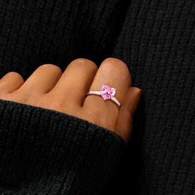 Heart Zircon 925 Sterling Silver Ring For Elegant Style Gift For Her Romantic Jewelry