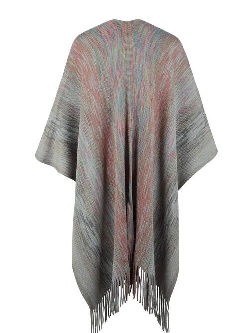 Chic Heathered Fringe Boho Poncho for Effortless Style