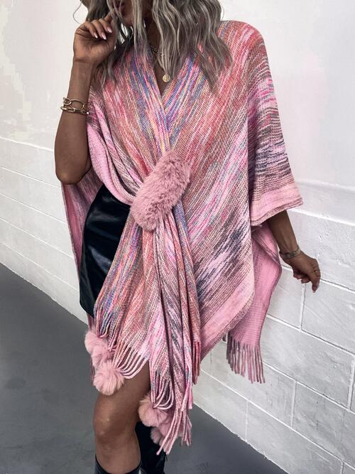 Chic Heathered Fringe Boho Poncho for Effortless Style