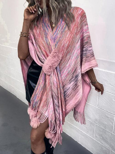 Chic Heathered Fringe Boho Poncho for Effortless Style
