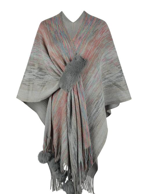 Chic Heathered Fringe Boho Poncho for Effortless Style