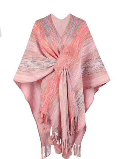 Chic Heathered Fringe Boho Poncho for Effortless Style