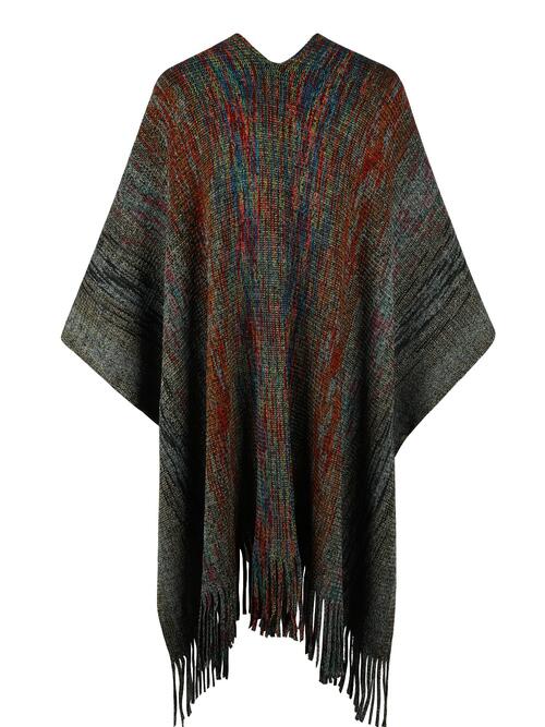 Chic Heathered Fringe Boho Poncho for Effortless Style