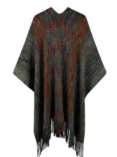 Chic Heathered Fringe Boho Poncho for Effortless Style