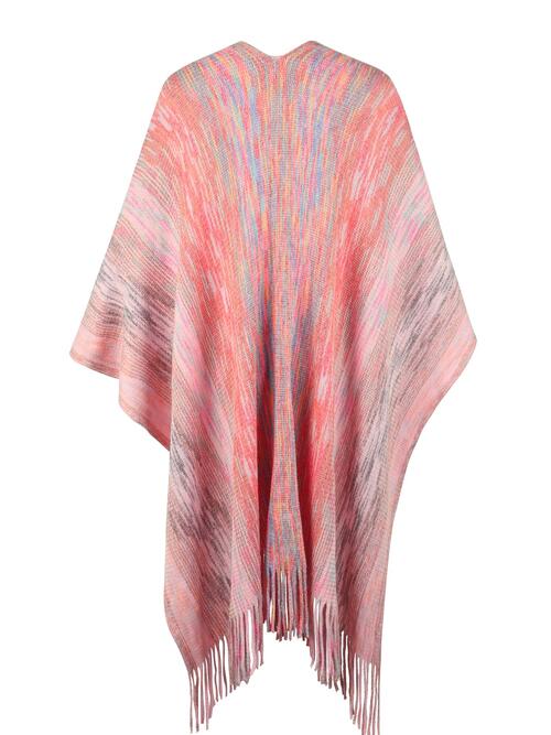 Chic Heathered Fringe Boho Poncho for Effortless Style