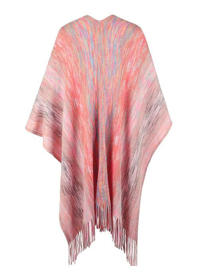 Chic Heathered Fringe Boho Poncho for Effortless Style