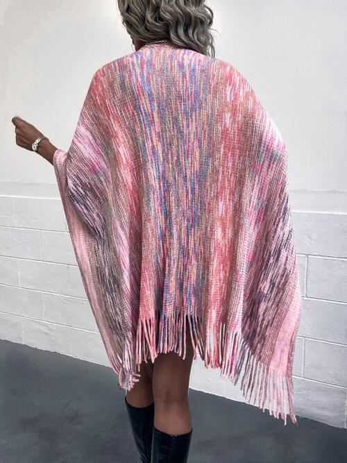 Chic Heathered Fringe Boho Poncho for Effortless Style