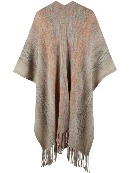 Chic Heathered Fringe Boho Poncho for Effortless Style